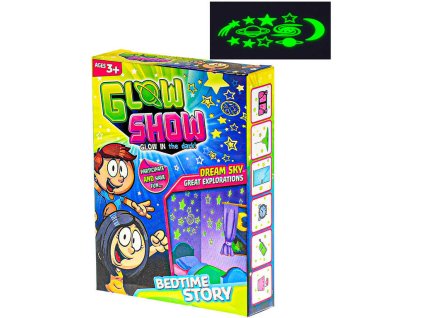 Hvězdičky dekorace na stěnu noční obloha svítí ve tmě 24ks 3 druhy