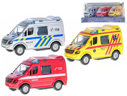 Auto záchranné složky kovové 8cm set 3ks zpětný chod blister