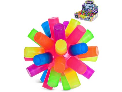 Hopík barevný míček 8cm ježek s výstupky na baterie Světlo