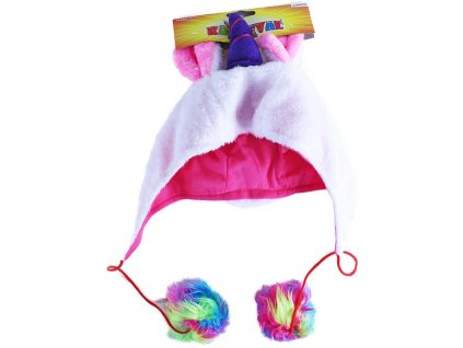 KARNEVAL Čepice jednorožec s bambulkami *KARNEVALOVÝ DOPLNĚK*