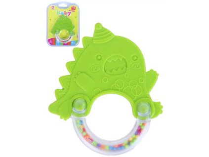 Chrastítko a kousátko baby dinosaurus plastové na kartě pro miminko