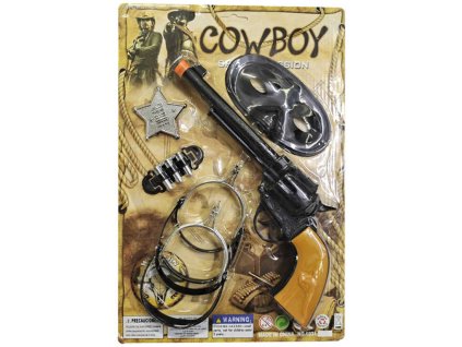 Kovbojská westernová sada pistole 30cm s náboji a doplňky plast na kartě