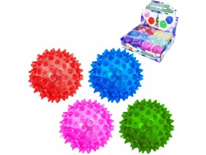 Míček ježek 5,5cm s ostny se světlem v sáčku 6 barev