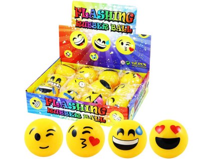 Míček s obličejem Smíšek 5cm smajlík žlutý na baterie Světlo