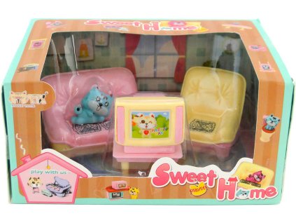 Nábytek obývák herní set doplněk do domečku pro panenky plast