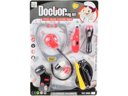 Doktorská souprava dětské lékařské potřeby s baterkou 10ks na kartě plast