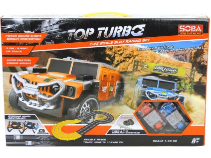 Autodráha + 2 terénní vozidla 3m s adaptérem ovládání volantem Zvuk