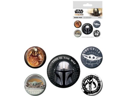 Odznaky kulaté Hvězdné Války Star Wars Mandalorian 2,5-4cm set 4ks
