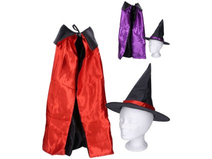 KARNEVAL Klobouk čarodějnický set s pláštěm 2 barvy *KARNEVALOVÝ DOPLNĚK*