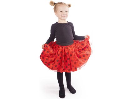 KARNEVAL Sukně červená TUTU beruška bohatá 3-10let (104-150cm) KOSTÝM