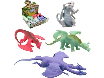 Drak strečový antistresový 21cm 4 druhy plast