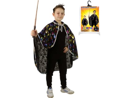 KARNEVAL Plášť čerodějnický černý lebky halloween *KOSTÝM*