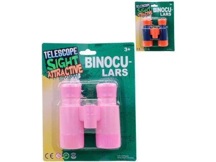 Dalekohled dětský holčičí triedr s kompasem 2 barvy plast na kartě