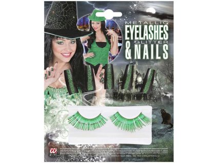 KARNEVAL Nehty + řasy čarodějnice zelené *KARNEVALOVÝ DOPLNĚK*