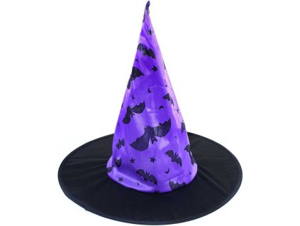 KARNEVAL Klobouk čarodějnický potisk netopýr KARNEVALOVÝ DOPLNĚK