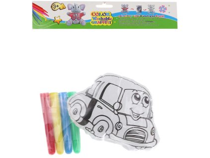 Vymaluj si své autíčko kreativní vybarvovací set se 4 fixy v sáčku