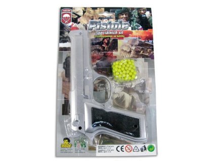 Pistole dětská kuličková na pružinu plastová