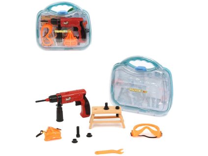 Nářadí dětské pracovní plastové set s vrtačkou a doplňky v kufříku