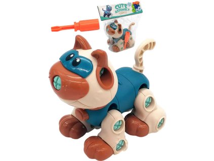 Kočka kloubové montážní zvířátko šroubovací set s nástrojem v sáčku plast