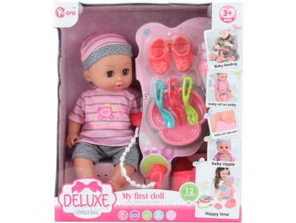 Panenka miminko 28cm pije čůrá set s nočníkem a doplňky na baterie Zvuk