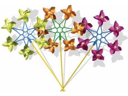 PEXI Šestivětrník metalický lesk 6 vrtulek plastová tyčka 25x50cm různé barvy