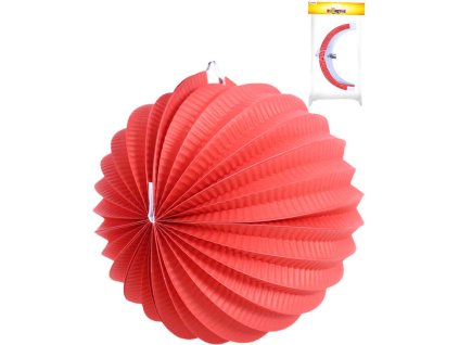 Lampion koule červený papírový 20cm na svíčku v sáčku