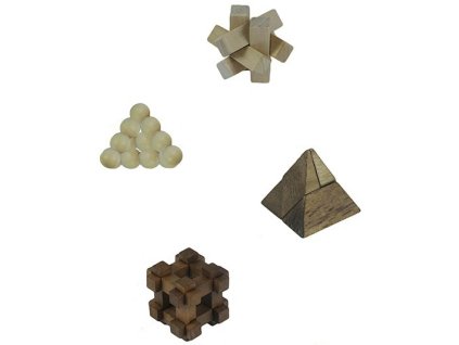 DŘEVO Hlavolam dřevěný mini různé druhy malý dárkové balení