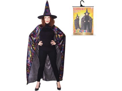 KARNEVAL Šaty čaroděj pavučina set s kloboukem dospělý *KOSTÝM*