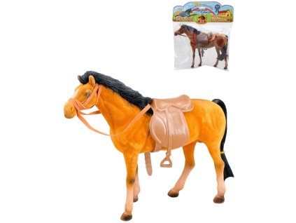 Koník fliškový 25cm se sedlem a otěžemi 2 barvy v sáčku flíska