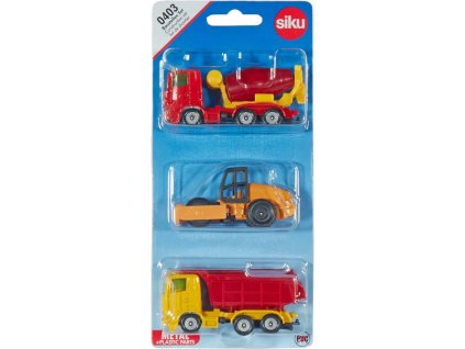 SIKU Stavební vozidla set parní válec se sklápěčkou a míchačkou kov 0403