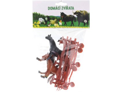Koníci 10cm set 4ks s ohradou malý farmář v sáčku plast