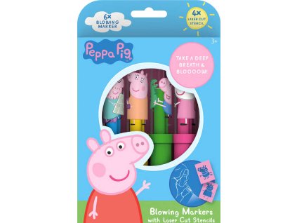 JIRI MODELS Fixy foukací 6ks Peppa Pig set se 4 šablonami
