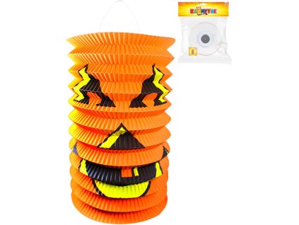 Lampion Halloween dýně oválný 15cm krčený papír na svíčku