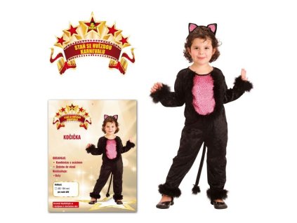 KARNEVAL Šaty KOČKA vel. XS (92-104 cm) 3-4 let KOSTÝM