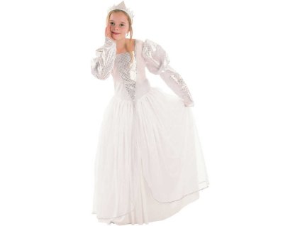KARNEVAL Šaty PRINCEZNA BÍLÁ vel. M (120-130 cm) 5-9 let KOSTÝM