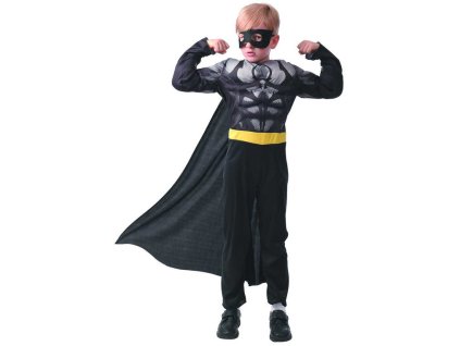 KARNEVAL Šaty akční hrdina černý vel. S (110-120 cm) 4-6 let KOSTÝM