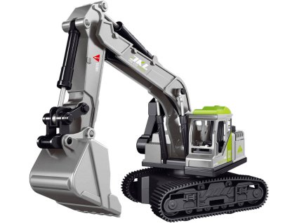 Bagr pásový 18cm pracovní stroj na setrvačník šedý plastový