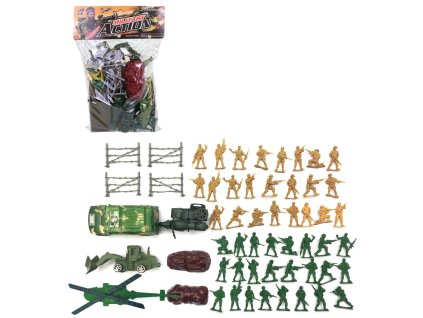 Vojáci army herní set vojenské figurky se zbraněmi a vojenskou technikou plast