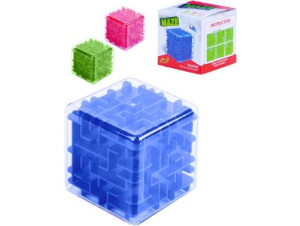 Hlavolam kostka 6 stran kuličkové bludiště krychle 3 barvy