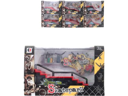 Rampa + prstový skateboard šroubovací set se 2 nástroji a doplňky 6 druhů