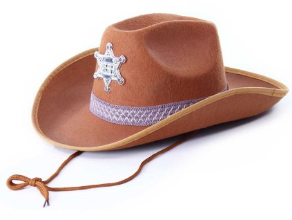 KARNEVAL Klobouk kovbojský hnědý šerif *KARNEVALOVÝ DOPLNĚK*