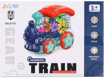 Lokomotiva narážecí s ozubenými kolečky na baterie průhledná Světlo Zvuk
