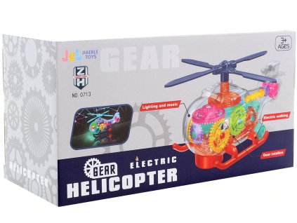 Vrtulník transparentní s ozubenými kolečky na baterie Světlo Zvuk