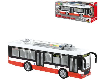 Trolejbus MHD český na setrvačník hlásí stanice na baterie Světlo Zvuk CZ