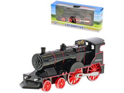 Vlak Lokomotiva 14cm kovová černá zpětný chod na baterie Světlo Zvuk
