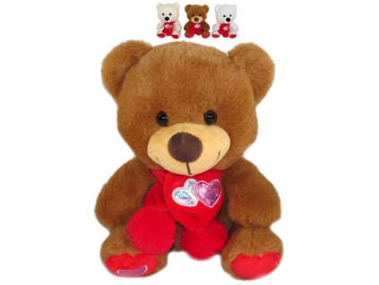 PLYŠ Medvídek se šálou Love 18cm 3 barvy *PLYŠOVÉ HRAČKY*