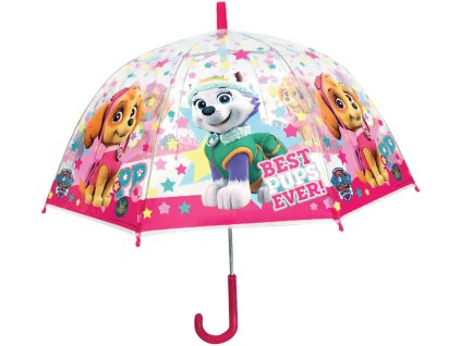 Deštník dětský manuální Tlapková Patrola 55cm průhledný hvězdičky