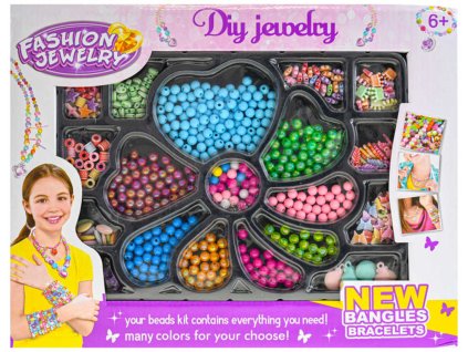 Korálky barevné navlékací výroba dětské bižuterie v krabičce plast