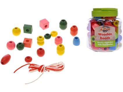 DŘEVO Korálky navlékací set 72 kusů v doze *DŘEVĚNÉ HRAČKY*