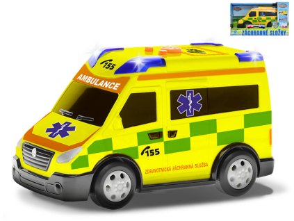 Auto žlutá ambulance sanitka volný chod CZ design na baterie Světlo Zvuk